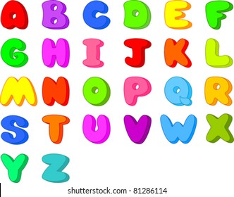 Funny  Cartoon font . Letters  from A to Z