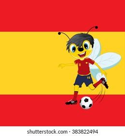 Funny cartoon football player bee. Vector
