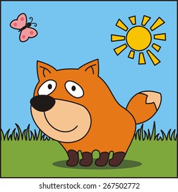 Funny cartoon fox
