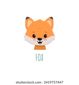 lustiger Cartoon-Fuchs im flachen Stil. Flaches Tier. Vektorgrafik von Fuchskopf für Karten, Magazine, Banner.