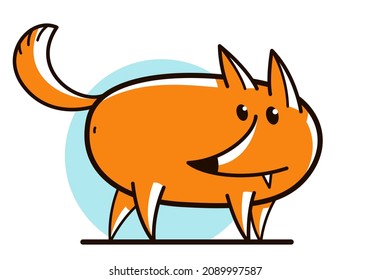 Funny cartoon fox flat vector illustration isolated on white, wildlife animal humorous drawing.