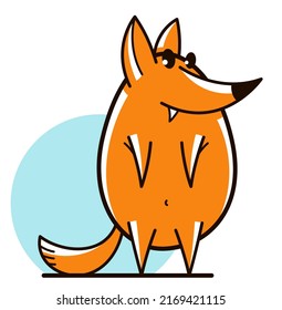 Funny cartoon fox flat vector illustration isolated on white, wildlife animal humorous drawing.