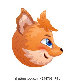 Funny cartoon fox head. Vector illustration.