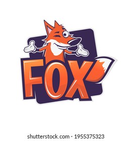 funny cartoon fox logo vector illustration