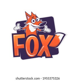 funny cartoon fox logo vector illustration