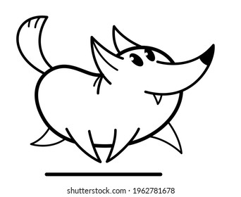Funny cartoon fox running brave and positive flat vector illustration isolated on white, wildlife animal humorous drawing.