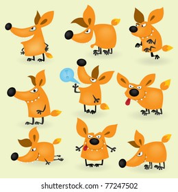 Funny cartoon fox set