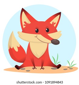 Funny cartoon fox. Vector illustration