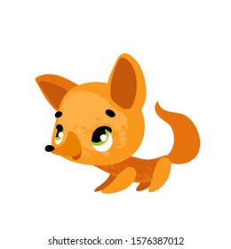 Funny cartoon fox. Vector illustration in children's style, for children's books, t-shirt prints, greeting cards, posters, stickers or decor