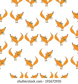 funny cartoon  foxes.  seamless pattern 