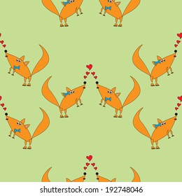 funny cartoon  foxes.  seamless pattern 