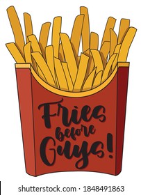 Funny cartoon french fries slogan illustration print - Graphic text vector pattern for girl and kids tee / t shirt and sticker