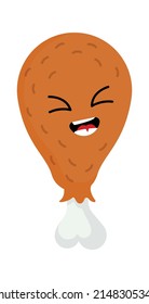 Funny Cartoon fried chicken. Fast Food icon. Vector illustration