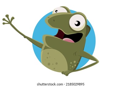 funny cartoon frog in a badge