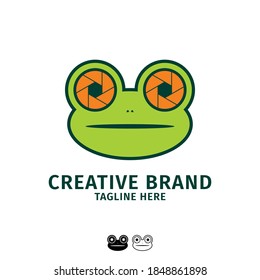 funny cartoon frog lens eyes vision entertainment logo template