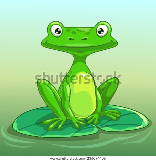 Funny Cartoon Frog On Lily Pad Stock Vector Royalty Free