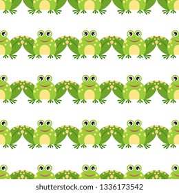 Funny cartoon frog  - seamless pattern. Background, textile, backdrop, wrapper, fabric. Vector file  not cropped - clipping mask used for easy editing.