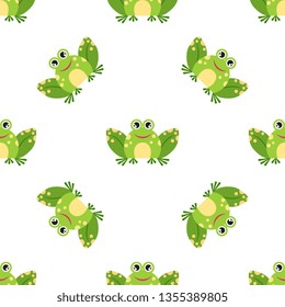Funny cartoon frog  - seamless pattern. Background, textile, backdrop, wrapper, fabric. Vector file  not cropped - clipping mask used for easy editing.