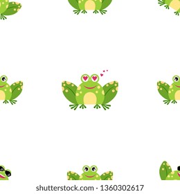 Funny cartoon frog  - seamless pattern. Background, textile, backdrop, wrapper, fabric. Vector file  not cropped - clipping mask used for easy editing.