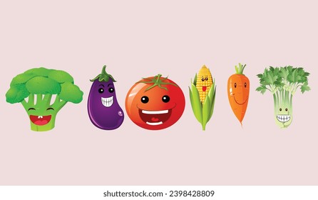 expresión de fruta de dibujos animados divertidos Ilustraciones vectoriales