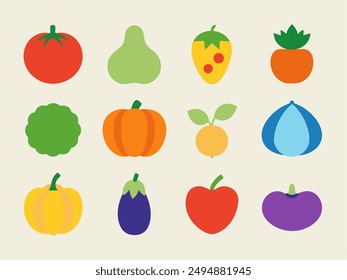 Divertidos iconos de frutas y verduras de dibujos animados con mensajes positivos Ilustración vectorial aislada