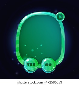 Funny cartoon game panels in space style, green gui elements, vector isolated assets