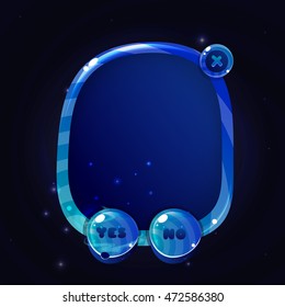 Funny cartoon game panels in space style, blue gui elements, vector isolated assets