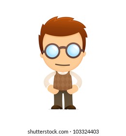 funny cartoon genius in various poses for use in advertising, presentations, brochures, blogs, documents and forms, etc.