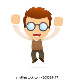 funny cartoon genius in various poses for use in advertising, presentations, brochures, blogs, documents and forms, etc.