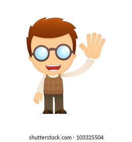 funny cartoon genius in various poses for use in advertising, presentations, brochures, blogs, documents and forms, etc.