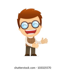 funny cartoon genius in various poses for use in advertising, presentations, brochures, blogs, documents and forms, etc.