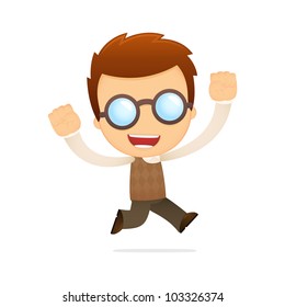 funny cartoon genius in various poses for use in advertising, presentations, brochures, blogs, documents and forms, etc.