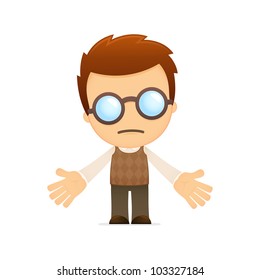 funny cartoon genius in various poses for use in advertising, presentations, brochures, blogs, documents and forms, etc.