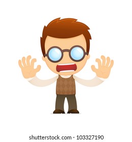 funny cartoon genius in various poses for use in advertising, presentations, brochures, blogs, documents and forms, etc.
