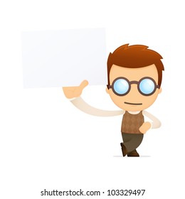 funny cartoon genius in various poses for use in advertising, presentations, brochures, blogs, documents and forms, etc.