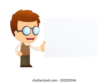 funny cartoon genius in various poses for use in advertising, presentations, brochures, blogs, documents and forms, etc.