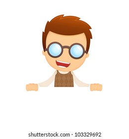 funny cartoon genius in various poses for use in advertising, presentations, brochures, blogs, documents and forms, etc.
