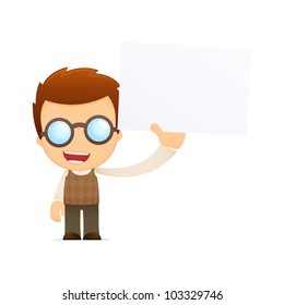 funny cartoon genius in various poses for use in advertising, presentations, brochures, blogs, documents and forms, etc.