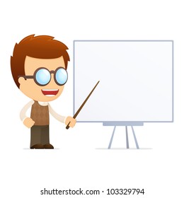 funny cartoon genius in various poses for use in advertising, presentations, brochures, blogs, documents and forms, etc.