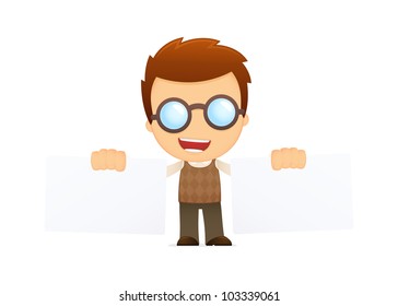 funny cartoon genius in various poses for use in advertising, presentations, brochures, blogs, documents and forms, etc.