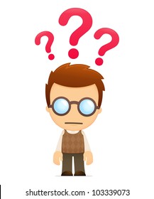 funny cartoon genius in various poses for use in advertising, presentations, brochures, blogs, documents and forms, etc.