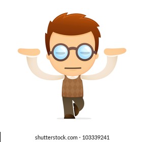 funny cartoon genius in various poses for use in advertising, presentations, brochures, blogs, documents and forms, etc.