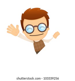 funny cartoon genius in various poses for use in advertising, presentations, brochures, blogs, documents and forms, etc.