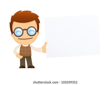 funny cartoon genius in various poses for use in advertising, presentations, brochures, blogs, documents and forms, etc.