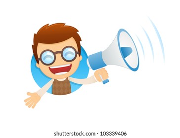 funny cartoon genius in various poses for use in advertising, presentations, brochures, blogs, documents and forms, etc.