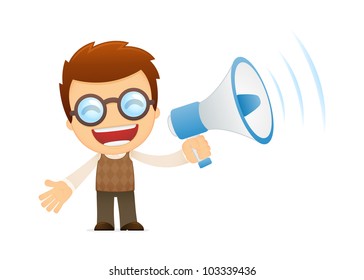 funny cartoon genius in various poses for use in advertising, presentations, brochures, blogs, documents and forms, etc.