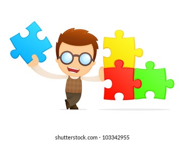 funny cartoon genius in various poses for use in advertising, presentations, brochures, blogs, documents and forms, etc.