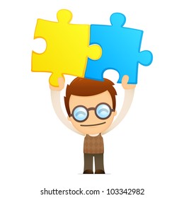 funny cartoon genius in various poses for use in advertising, presentations, brochures, blogs, documents and forms, etc.