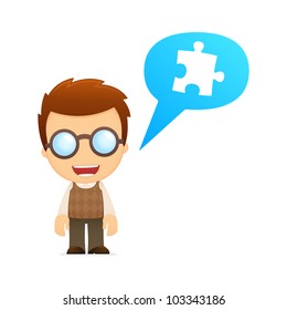 funny cartoon genius in various poses for use in advertising, presentations, brochures, blogs, documents and forms, etc.