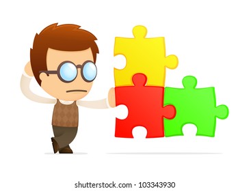 funny cartoon genius in various poses for use in advertising, presentations, brochures, blogs, documents and forms, etc.